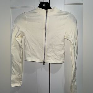 Cream Fashion Nova Cropped Spandex Jacket